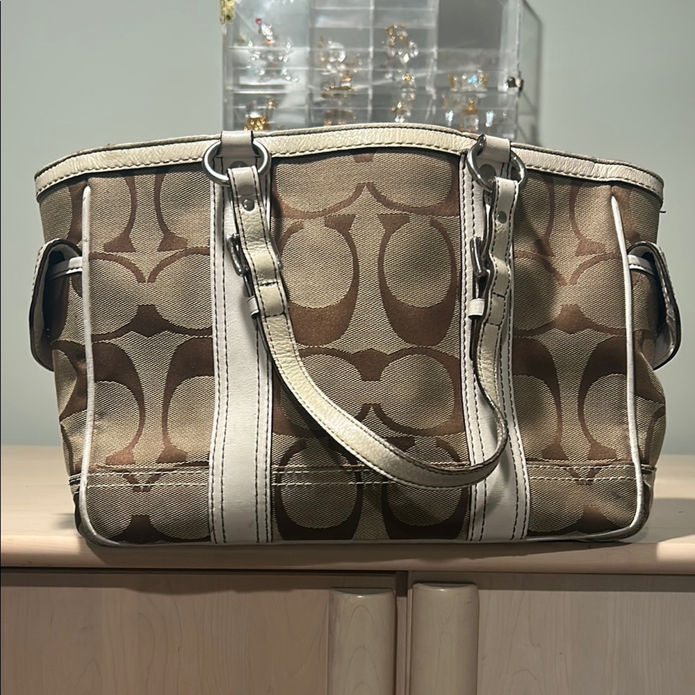 Coach Brown and Cream Monogram Tote